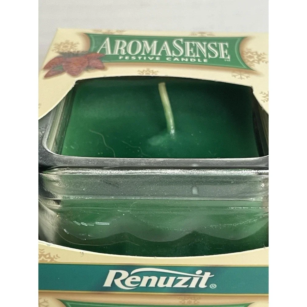 VTG Renuzit Aromasense  Plentiful Pine Glass Candle, 6.5 Oz NOS 2000